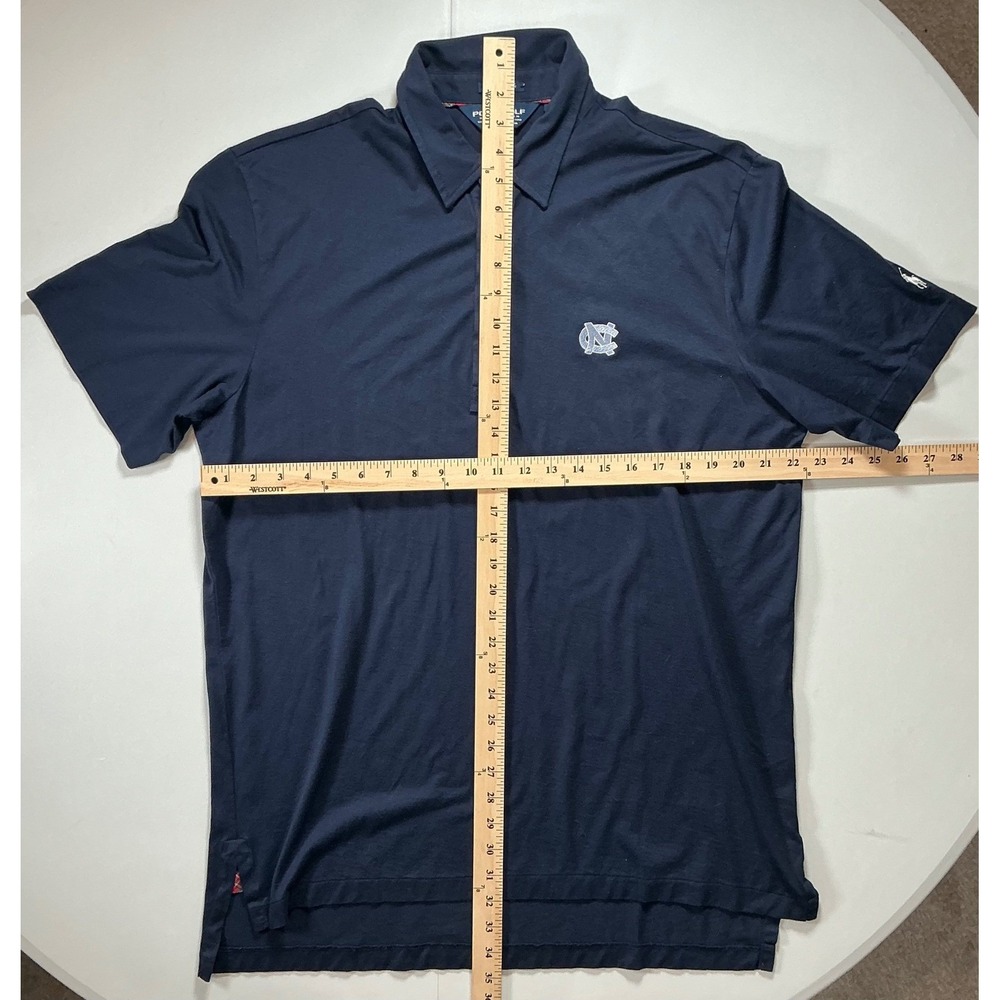 Y2K VTG Polo Ralph Lauren UNC Tar Heels Golf Shirt XL Navy Pima Cotton Preppy - Picture 3 of 6